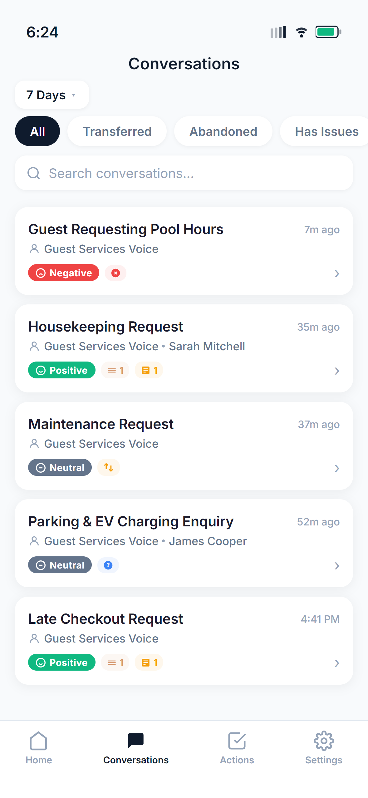 Smart Operator conversations list
